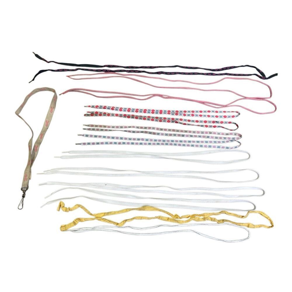 Mixed Shoelace Lot 6 Pairs Plus Lanyard Ribbon Craft Replacement Laces Bundle